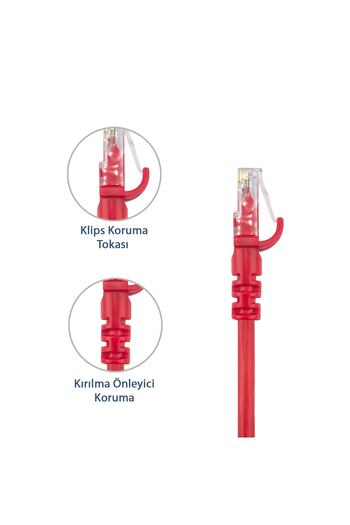 DERKAB 1 Metre Cat6 Network-Ağ-Ethernet Kablosu Kırmızı