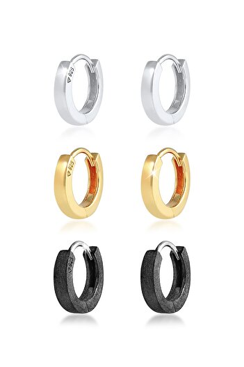 KUZZOI Ohrringe Herren Creolen Set Oxidiert Vergoldet 925 Silber