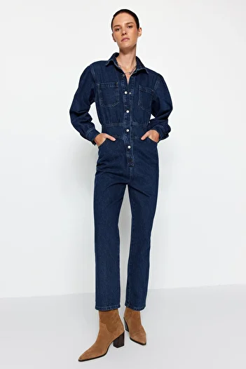 Trendyol Collection Navy Blue Balloon Sleeve farmer jumpsuit TWOAW22TU0041