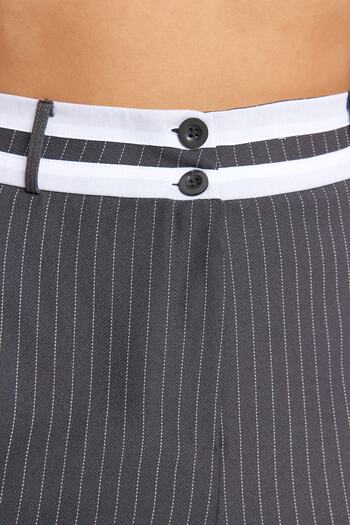 Trendyol Curve Anthracite Striped Woven Trousers TBBSS23AR00032