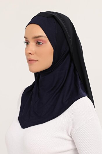 Altobeh Ready Luxury Practical Hijab Chiffon Shawl Navy Blue