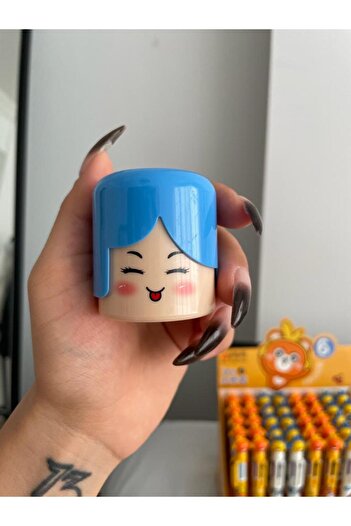 Planet Butik Coloring Face Pencil Sharpener Blue