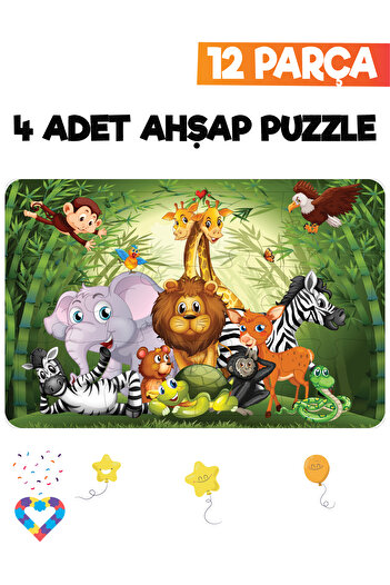 esatoys 12 Parçalı Montessori Ahşap Puzzle – 3-4 Yaş Eğitici Oyuncak