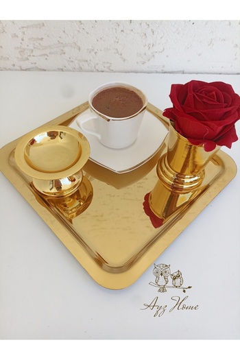 AYZ HOME Presentation Tray 21*21/ Turkish Delight Cup/ Rose Bucket/ Velvet Rose Set -(WORD, ENGAGEMENT, DESIGN, COFFEE PRESENTATION)