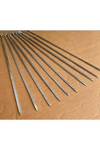 mobilreyon - 5 Adet Domates Patlıcan Tavuk Kanat Şiş Mangal Için Galvanizli Yassı Şiş 8mm
