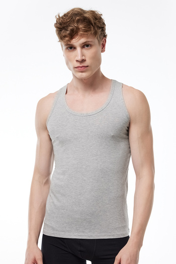 Malabadi Men's Gray 2-Pack Cotton Elastane Undershirt 090
