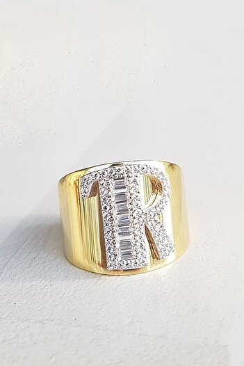 MorMajor Silver Harfli Baget Işleme Gümüş Yüzük