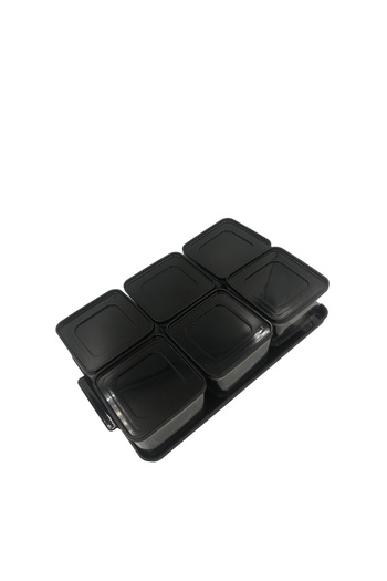 bersachef Tray 6-Piece Breakfast Storage Container Vacuum Lid Breakfast Set Black
