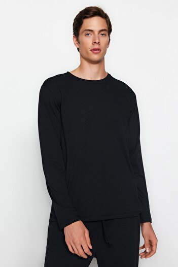 Trendyol Collection Black Regular Fit Knitted Pajamas Set TMNAW24PT00008