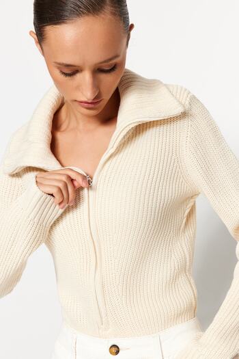 Trendyol Collection Stand Collar Zippered Snap Knitwear Body - TWOAW24BD00025