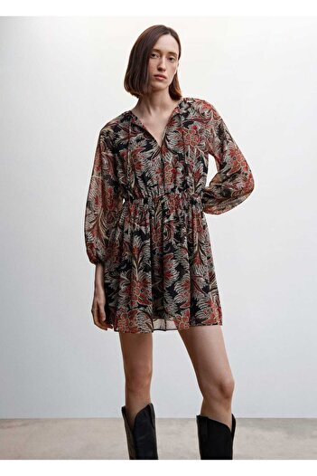 MANGO Woman Floral Chiffon Dress
