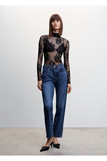 MANGO Woman Floral Lace T-Shirt