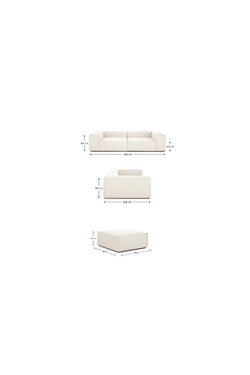 ERİZA Relax Soft 3 Modül (koyu Mavi) Keten 560 (2 Köşe, 1 Puf)