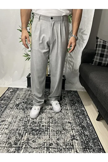 UTTBASİC Pl13 Model Gray Pleated Baggy Pants