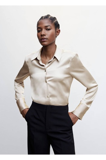 MANGO Woman Buttoned Satin Shirt