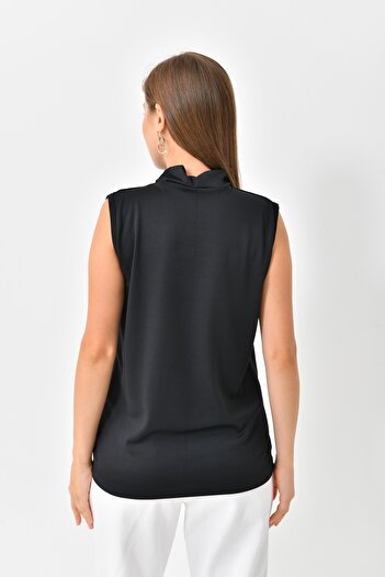 mirach Γυναικείο μονόχρωμο μαύρο σταντ γιακά Fisherman Body Μπλούζα Θερμική Εσώρουχα Tank Top Μπλούζα με μηδέν μανίκια Γυναικεία μονόχρωμα