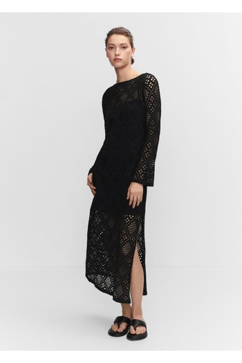 MANGO Woman Geometric Patterned Openwork Dress