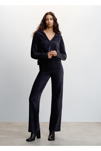 MANGO Woman Corduroy nadrág elasztikus derékkal