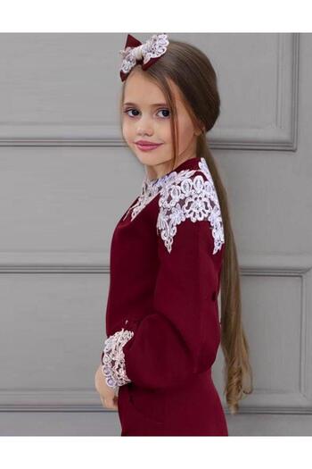 Kids Lace Detailed Girls' Trousers Set