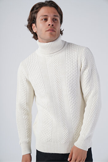 Trist Star Bone Men's Execution Hair Braided Turtleneck Knitwear Wool Sweater