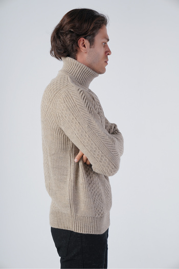 Trist Star Mink Men's Execution Hair Braided Turtleneck Knitwear Wool Sweater