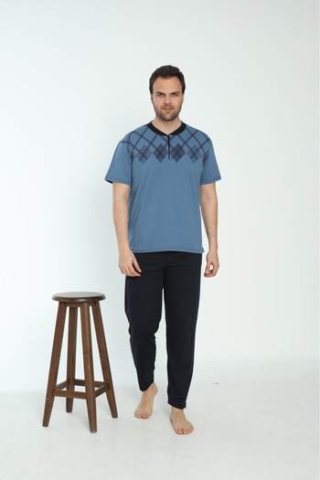 Ayans Pijama Summer Cotton Combed (μονό ζέρσεϊ) Ανδρικό Σετ Πυτζάμες
