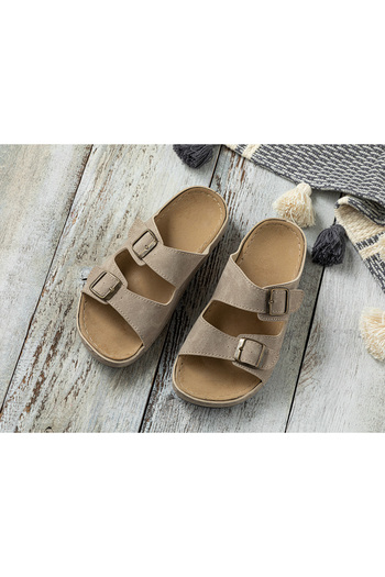 English Home Men's Street Slippers - Pedro Faux Leather, 43 Beige