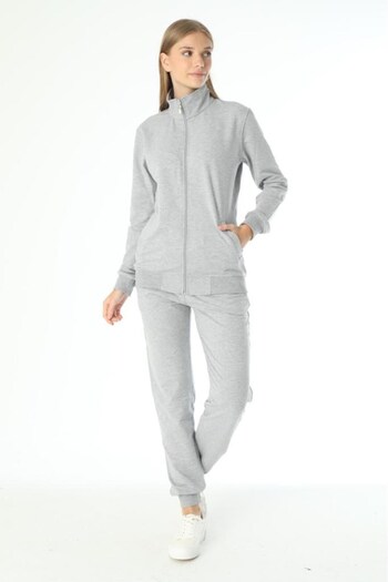 Alissa Women's Bottom Top Gray Tracksuit Set 3400