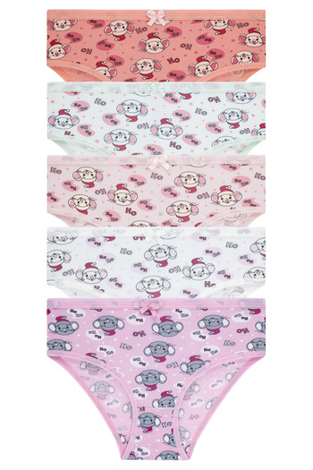 biyokids Girl's 5-Piece Colorful Slip Panties - Mouse -