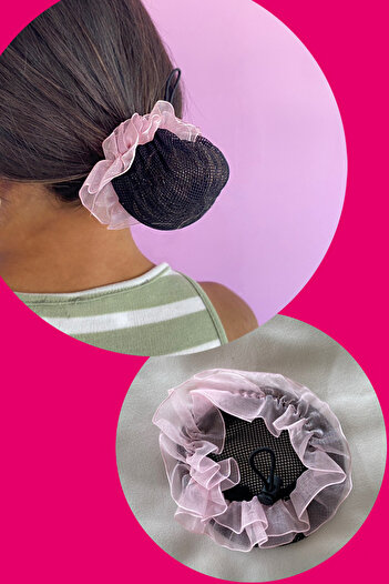 TAKIŞTIR Black And Pink Color Small Mesh Detailed Knob Buckle