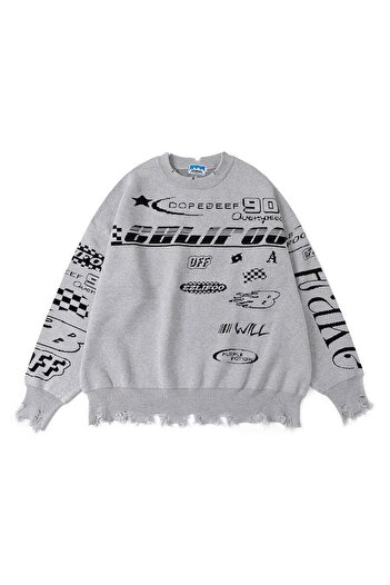Touz Moda moda Race Flag Unisex Oversize Ecru Kazak