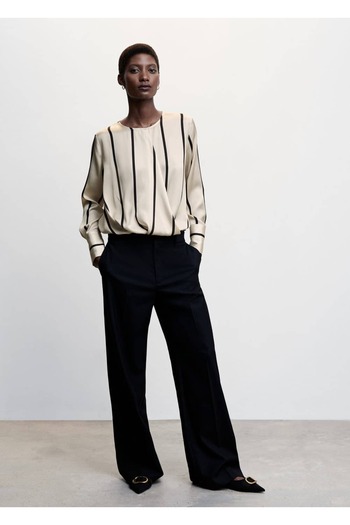 MANGO Woman Striped Satin Blouse