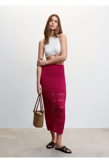 MANGO Woman Crochet Midi Skirt