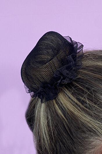 TAKIŞTIR Black Color Small Mesh Detailed Knob Buckle