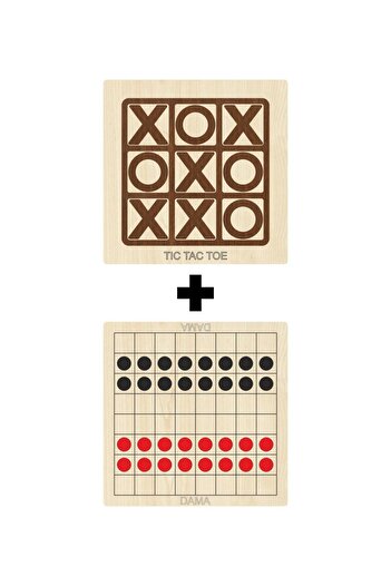 Ahtek Wooden Checkers + Tic-tac-toe Mind, Intelligence, Strategy and Skill Games Set