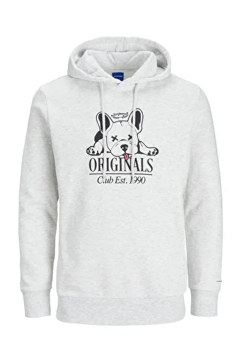 Jack & Jones Jack Jones Beware Sweat Hood Fst Ανδρικό λευκό φούτερ 12244219-01