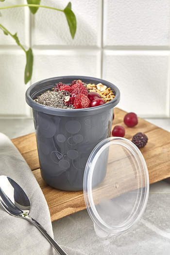 Pazarika 12 Pieces Anthracite Set Round Food Vs Storage Container with Leak Proof Airtight Lid 4x500 Ml 8x250 Ml