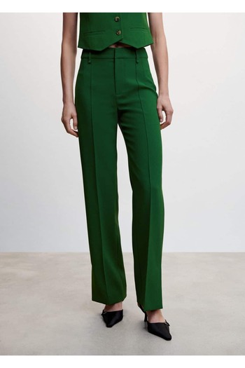 MANGO Woman Straight Cut Fabric Trousers