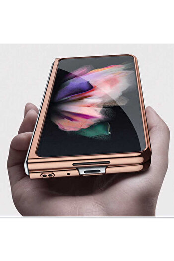 Rivor Samsung Galaxy Z Fold 5 Uyumlu Katlanabilir Kenarları Renkli Transparan Koruyucu Kılıf