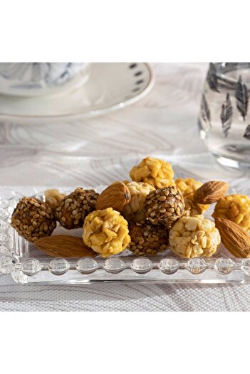 Yenigeldi 1 Piece Rectangular Cookie Dragee Turkish Delight Butter Presentation Bowl with Bead Edge