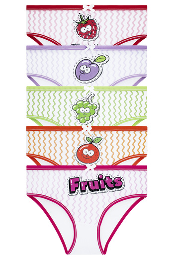 biyokids Girls' 5-Pack Colorful Slip Panties - Cute Fruits -