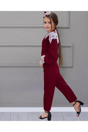 Kids Lace Detailed Girls' Trousers Set