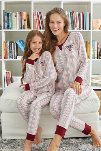 Siyah İnci Cotton Lycra Knitted Pajama Set