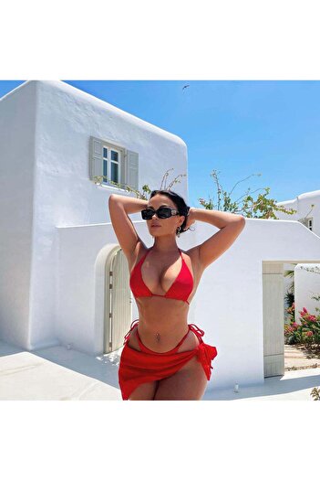 BF Bikini Fashion Şillared Bikini Pareo Set