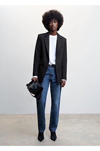 MANGO Woman Buttoned Fabric Blazer Jacket