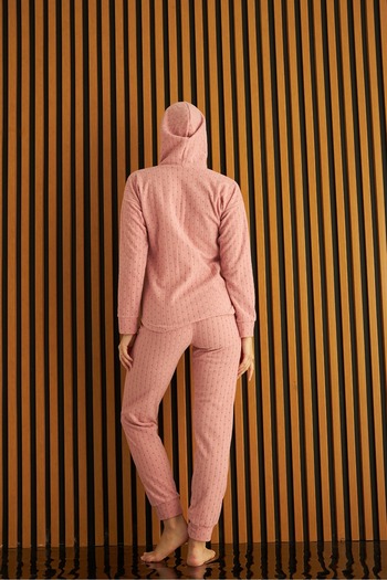 Pijamoni tissue Kapüşonlu Polar Kadın Pijama Takımı