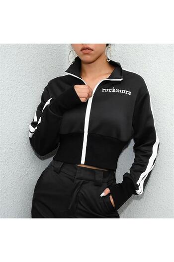 Touz Blunt Blunt Rock More Double Line Detail Zippered Black Crop