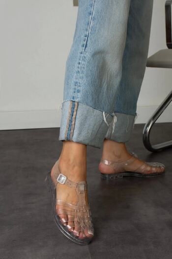 wolk shoes Ruby Glitter Transparent Belt Detail Women's Sandals
