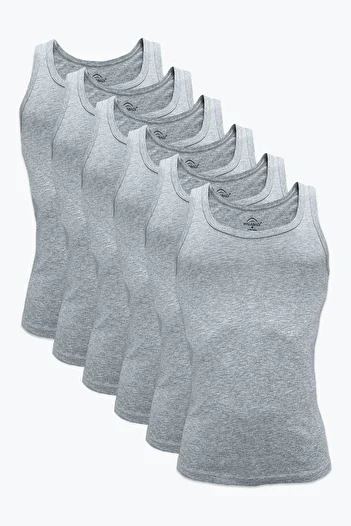 Malabadi Men's Gray 6-Pack 100% Cotton Rib Tank Top 6M034-E