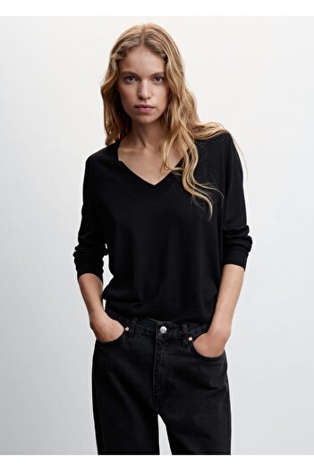 MANGO Woman V-Neck Thin Knitwear Sweater